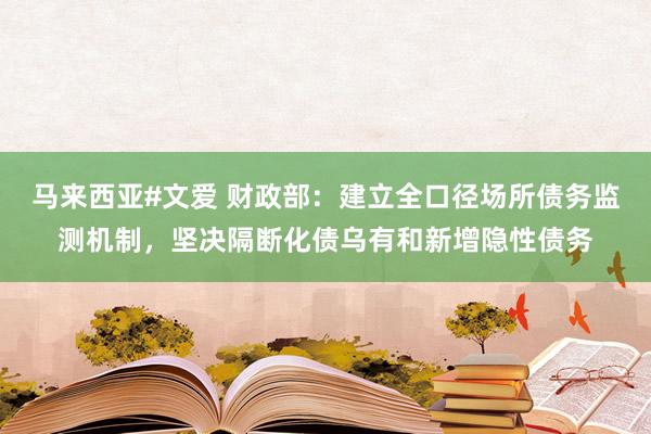 马来西亚#文爱 财政部：建立全口径场所债务监测机制，坚决隔断化债乌有和新增隐性债务