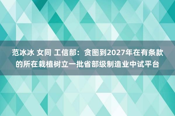 范冰冰 女同 工信部：贪图到2027年在有条款的所在栽植树立一批省部级制造业中试平台