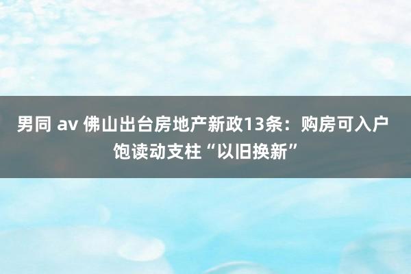 男同 av 佛山出台房地产新政13条：购房可入户 饱读动支柱“以旧换新”