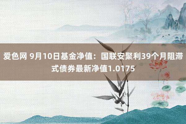 爱色网 9月10日基金净值：国联安聚利39个月阻滞式债券最新净值1.0175