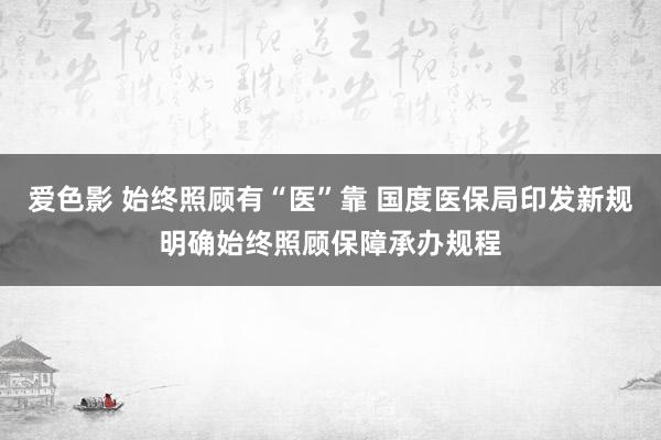 爱色影 始终照顾有“医”靠 国度医保局印发新规明确始终照顾保障承办规程