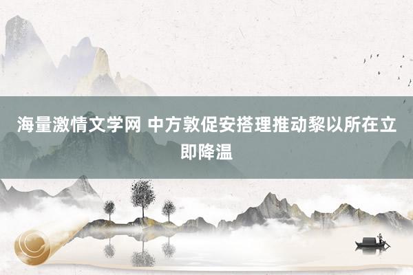 海量激情文学网 中方敦促安搭理推动黎以所在立即降温