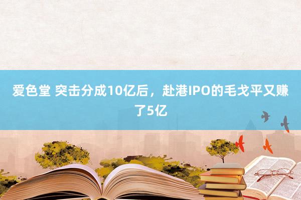 爱色堂 突击分成10亿后，赴港IPO的毛戈平又赚了5亿