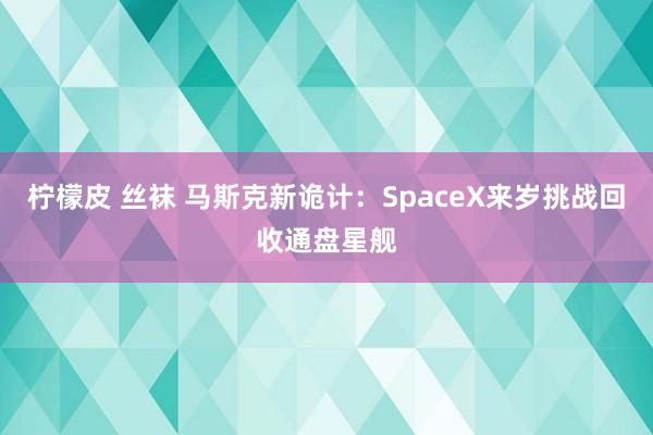 柠檬皮 丝袜 马斯克新诡计：SpaceX来岁挑战回收通盘星舰