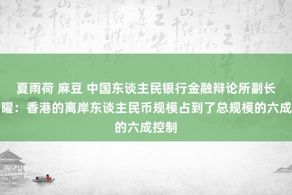 夏雨荷 麻豆 中国东谈主民银行金融辩论所副长处雷曜：香港的离岸东谈主民币规模占到了总规模的六成控制