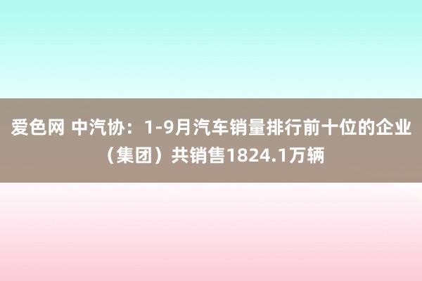 爱色网 中汽协：1-9月汽车销量排行前十位的企业（集团）共销售1824.1万辆