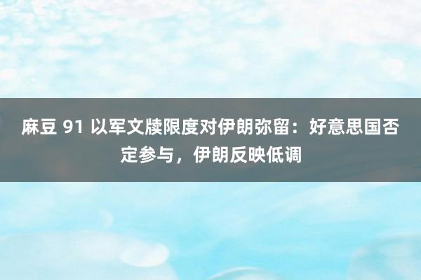 麻豆 91 以军文牍限度对伊朗弥留：好意思国否定参与，伊朗反映低调