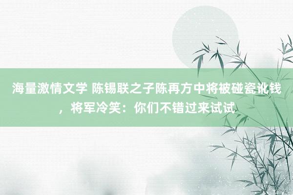 海量激情文学 陈锡联之子陈再方中将被碰瓷讹钱，将军冷笑：你们不错过来试试