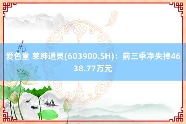 爱色堂 莱绅通灵(603900.SH)：前三季净失掉4638.77万元