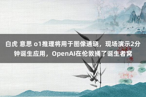 白虎 意思 o1推理将用于图像通晓，现场演示2分钟诞生应用，OpenAI在伦敦捅了诞生者窝