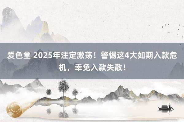 爱色堂 2025年注定激荡！警惕这4大如期入款危机，幸免入款失散！