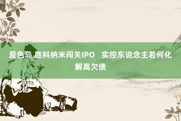 爱色岛 胜科纳米闯关IPO   实控东说念主若何化解高欠债