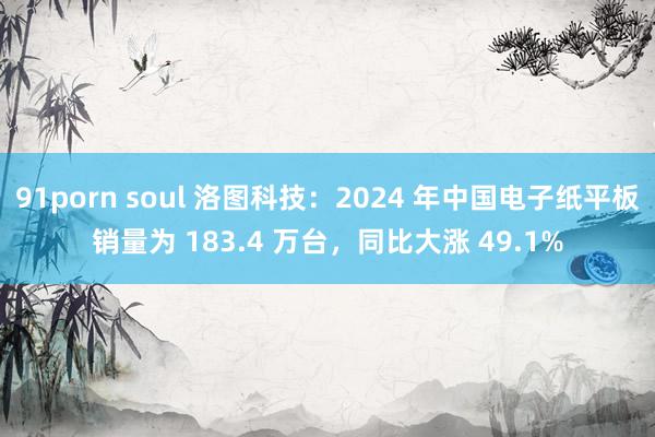 91porn soul 洛图科技：2024 年中国电子纸平板销量为 183.4 万台，同比大涨 49.1%